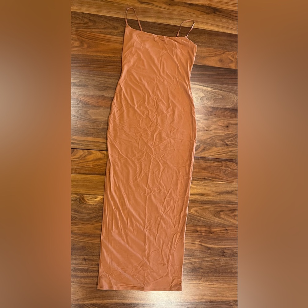 SKIMS Orange slip dress